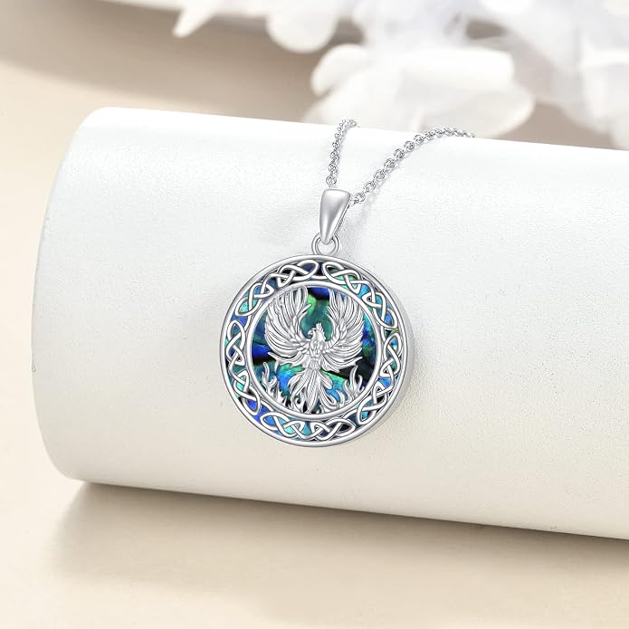 LUHE Sterling Silver Dragon/Wolf/Phoenix/Hummingbird/Horse/Unicorn Religious Pendant Necklace for Women Oxidized vintage Celtics Necklace Jewelry Christmas Gifts