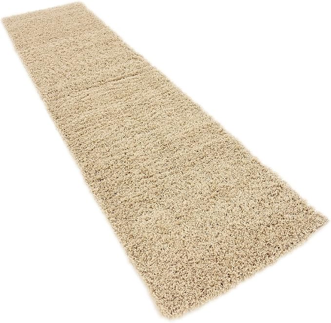 Unique Loom Solid Shag Collection Area Rug (2' 7" x 10' Runner, Taupe)