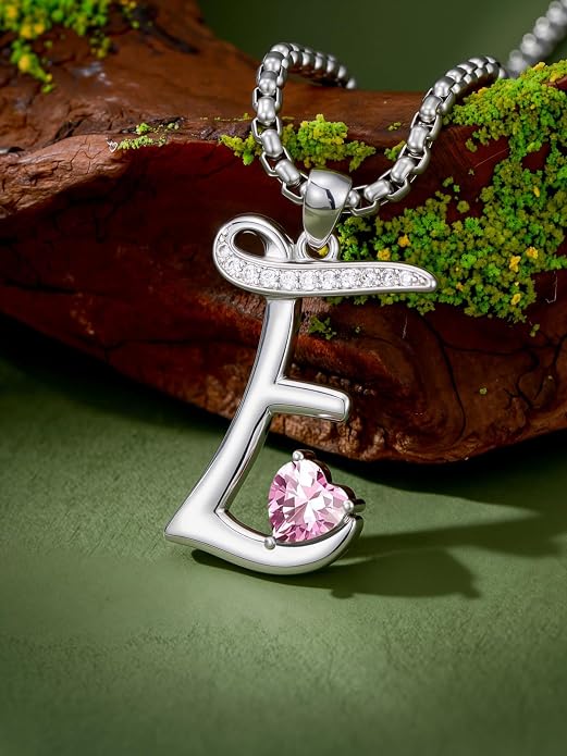 Birthday Gifts for Women Alphabet A to Z Initial Birthstone Pendant Necklaces for Women - 18k White Gold Plated Personalized Name Jewelry Anniversary Graduation Gifts for Wife Her Daughter Girlfriend(with Gift Box)