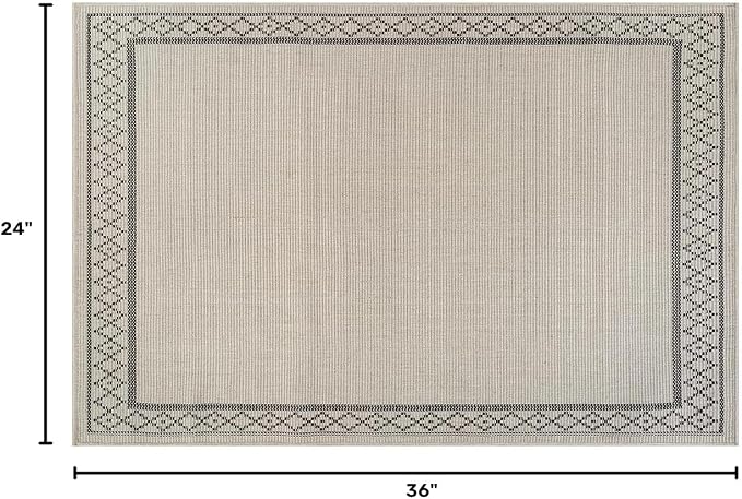 Luul Home Easy Jute Rugs 2x3 Frame Bone Color Living Room Indoor Outdoor Door Mat for Patio and Kitchen Rug High Traffic Washable Easy to Clean Solid Boho Woven Design Carpet (2 x 3)