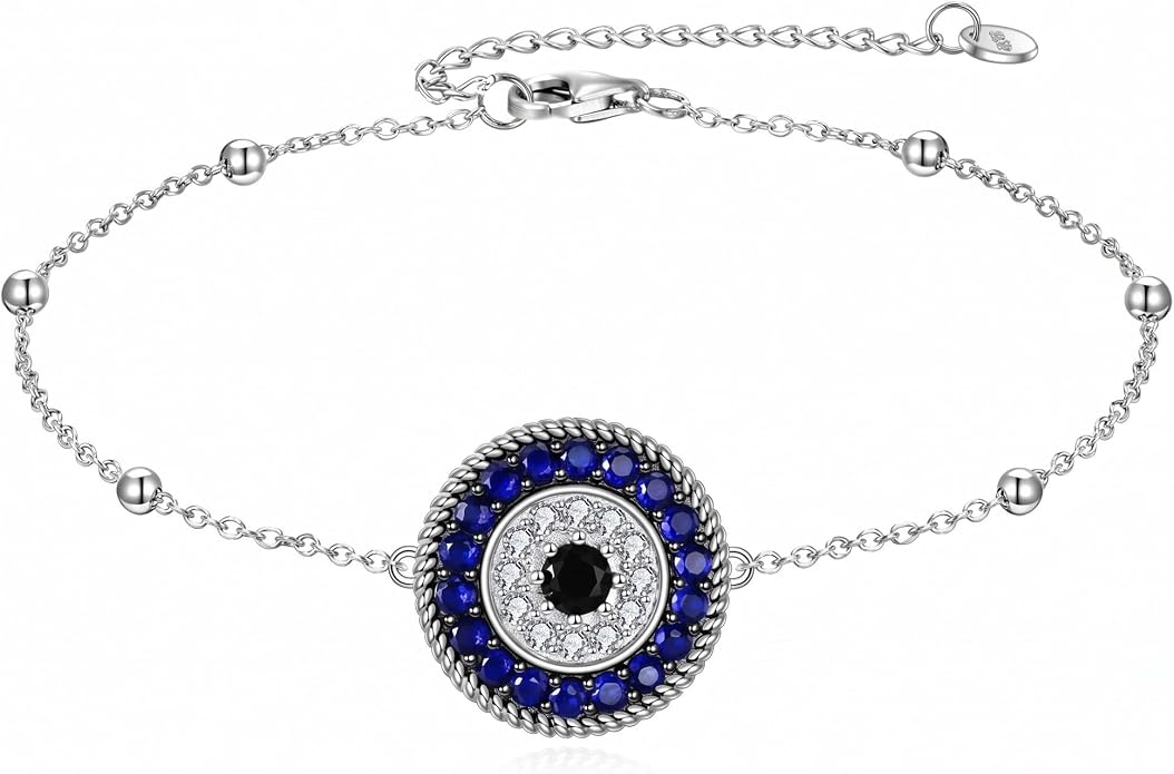 Blue Evil Eye Anklet Greek Evil Eye Anklet Bracelet Adjustable Ojo Turco Kabbalah Amulet Nazar Layered Silver Ankle Bracelets Protection Jewelry Amulet Gift for Wife Mother Sister Birthday