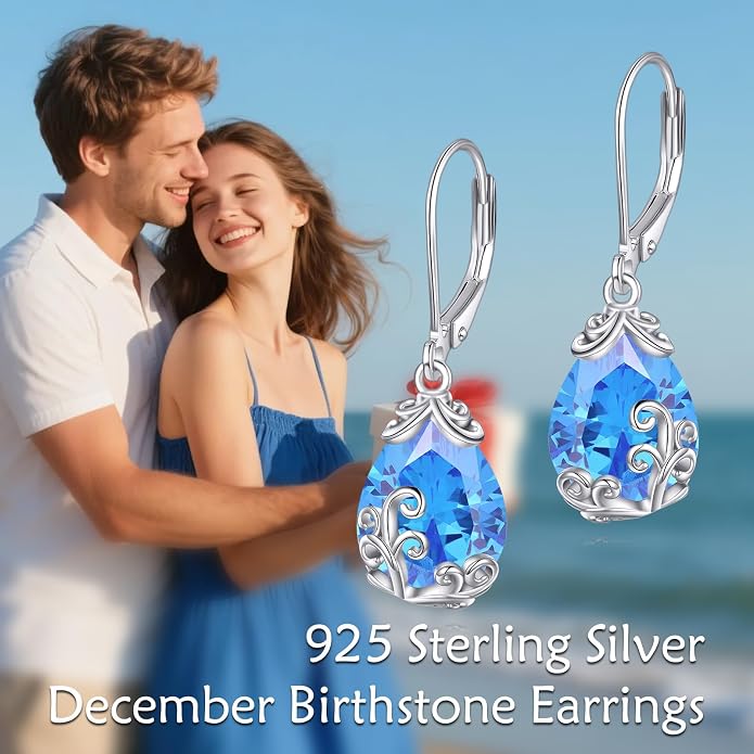 POPLYKE Celtic Filigree Teardrop Drop Dangle Earrings Sterling Silver Leverback Earrings Jewelry for Women