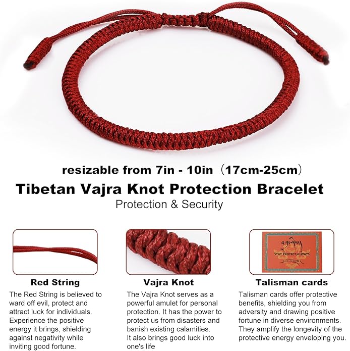 Authentic blessed Tibetan monks handmade Dorje Knot protection bracelet for women and men with a talisman