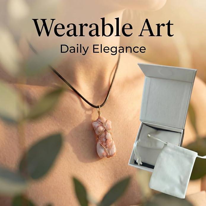 Handcrafted Natural Stone Female Form Pendant Necklace High Color Retention Copper Wire Wrapped Crystal Body Silhouette Jewelry for Women Unique Natural Stone Gift
