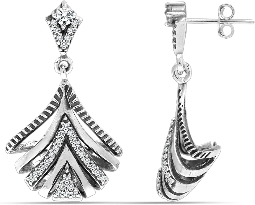 LeCalla 925 Sterling Silver Dangle Stud Earrings for Women | Hypoallergenic Teardrop Statement Dangle Drop Stud Earring for Women