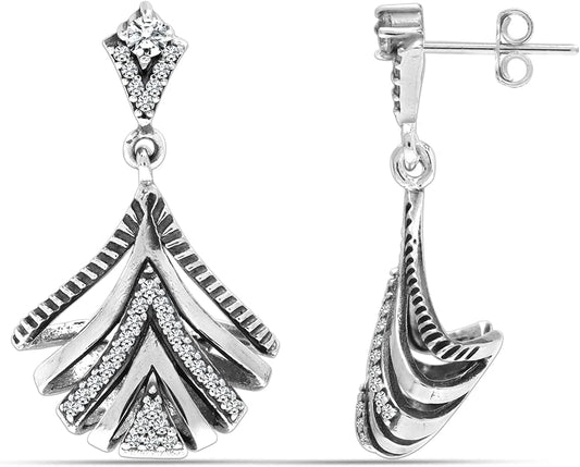 LeCalla 925 Sterling Silver Dangle Stud Earrings for Women | Hypoallergenic Teardrop Statement Dangle Drop Stud Earring for Women