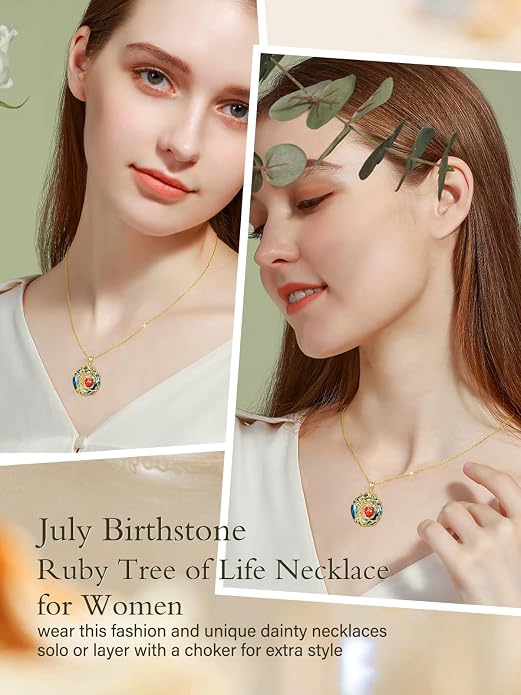 TOUPOP Tree of Life Birthstone Necklace Sterling Silver Pendant Birthstone Necklaces with Blue Crystal Anniversary Birthday Jewelry for Women Mom Wife Her