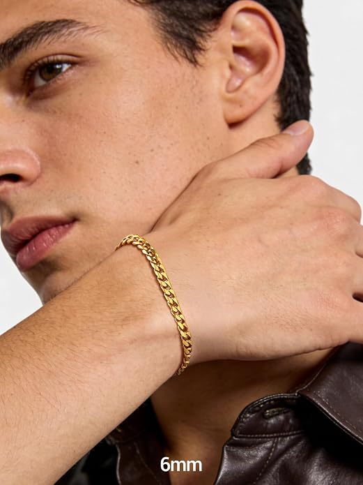 PROSTEEL Stainless Steel Bracelets for Men Women, Gold/Silver/Black, Cuban Link Bracelet Adjustable, Jewelry with Gift Box