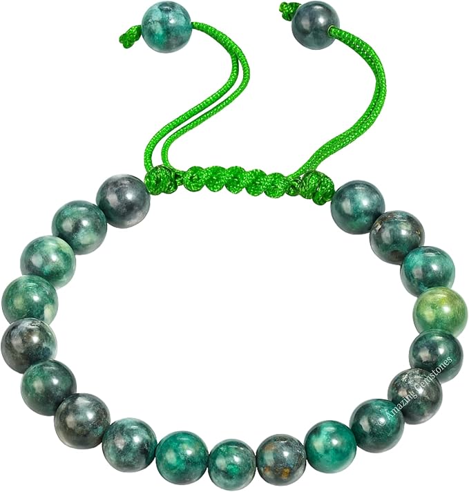 Amazing Gemstone Emerald Bracelet for Women Men's Gifts - Protection Healing Crystal Bracelet - 8mm Gemstone Beaded Adjustable Bracelet Pulseras Para Hombres Mujer Stocking Stuffers