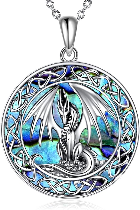 LUHE Sterling Silver Dragon/Wolf/Phoenix/Hummingbird/Horse/Unicorn Religious Pendant Necklace for Women Oxidized vintage Celtics Necklace Jewelry Christmas Gifts