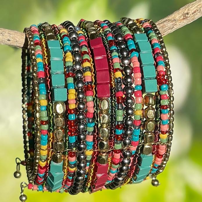 SPUNKYsoul Cuff Bracelets for Women Collection - Adjustable, Stylish Boho Inspired Beaded Bracelets, Trendy Stackable Beads, Ideal for Everyday Wear & Special Occasions