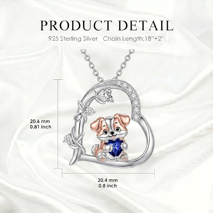 PELOVNY Teddy Bear Necklace for Women 925 Sterling Silver Bear/Highland Cow/Fox/Cat/Axolotl Birthstone Necklace Christmas Birthday Jewelry Gifts for Mom Daughter Wife Sister