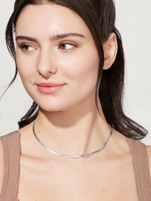 DEARMAY 14K Gold Plated Herringbone Necklaces for Women, Dainty Gold Snake Choker Chain Non Tarnish Trendy Simple Thin & Chunky Options Neckalce 1.5/3/5/6/8mm Chain Jewelry for Gifts
