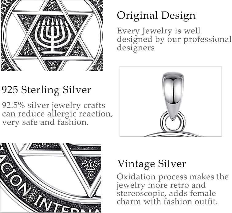 AEONSLOVE Tetragrammaton De Plata 925 Sterling Silver Tetragrammaton Necklace/Metatron Cube Pendant Amuleto De Proteccion Gifts for Women Men