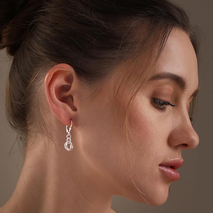 LeCalla Women's Drop & Dangle Earrings | 925 Sterling Silver Leverback Earrings | Lightweight Teardrop Lever Back Drop Dangle Earring for Women