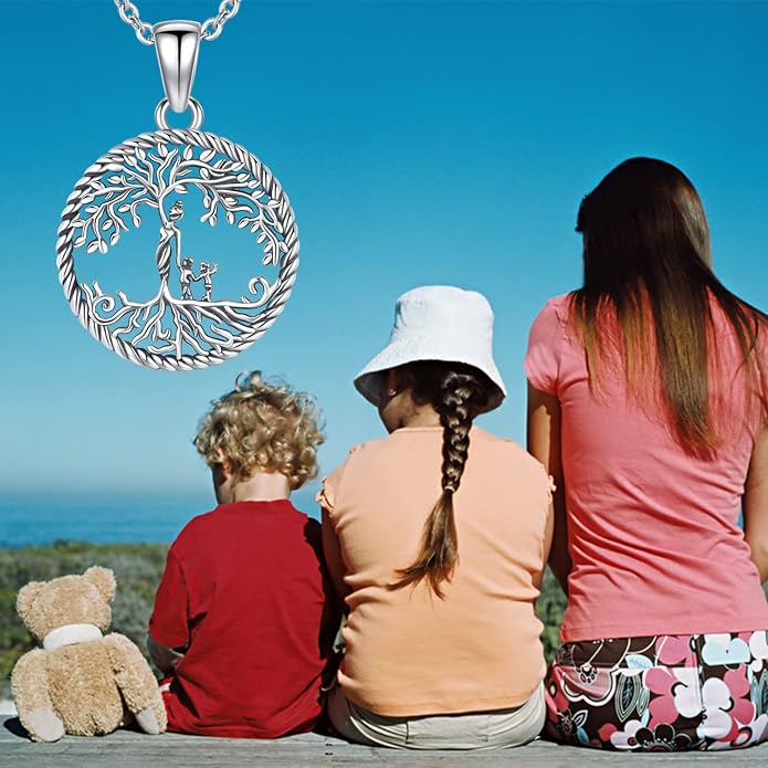 Odinstone Tree of Life Necklace, Sterling Silver Pendant for Women Family Tree Necklaces Jewelry for Mom/Wife/Grandma(With Fine Gift Box)