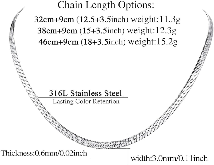 FindChic Black/14K Gold Plated Herringbone Choker Chain Necklace for Women | Waterproof Stainless Steel, Dainty Layering, Flat Snake Chain, Non-Tarnish, Hypoallergenic, Adjustable Extender, Gift Box