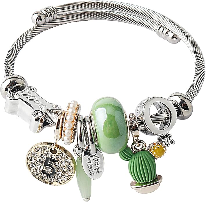 DS Charm Bracelets for girls,exquisite cute cartoon friendship bracelets Silver Stainless Steel Bangle with birthday Gift box, Adjustable girls jewelry Suitable for holiday gifts