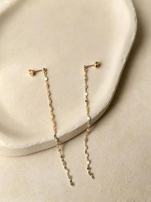 Long Chain Dangle Earrings Dainty Tassel Drop Linear Earrings Hypoallergenic Jewelry