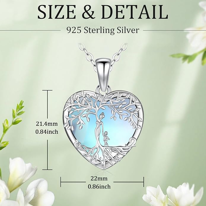 Odinstone Tree of Life Necklace, Sterling Silver Pendant for Women Family Tree Necklaces Jewelry for Mom/Wife/Grandma(With Fine Gift Box)
