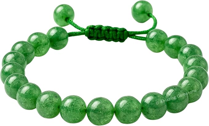 Amazing Gemstone Green Strawberry Quartz Bracelet for Women Men's Gifts - Protection Healing Crystal Bracelet - 8mm Gemstone Beaded Adjustable Bracelet Pulseras para Hombres Mujer Stocking Stuffers