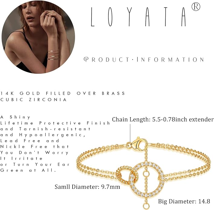 LOYATA Gold Bracelet Gold 14K Gold Filled Dainty Chain Simple Jewelry Gift for Women
