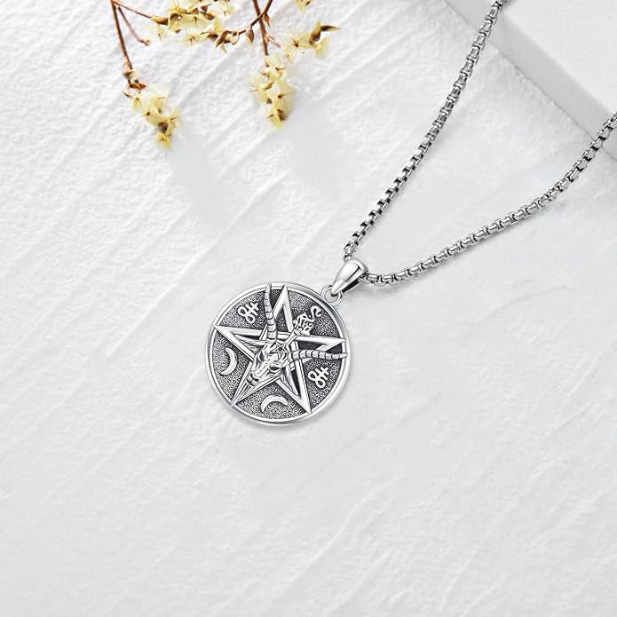 Pentagram/Celtic Knot/Witches Knot/Santa Muerte/Triple Moon Goddess/Baphomet/Hecate Necklace Sterling Silver Magic Wiccan Amulet Pagan Jewelry for Women Men
