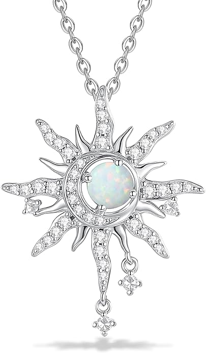 FANCIME Soluna Nexus Necklace for Women Sterling Silver Moon Jewelry Sun Pendant Fine Jewelry Gemstone Birthday Mothers Day Gifts for Wife
