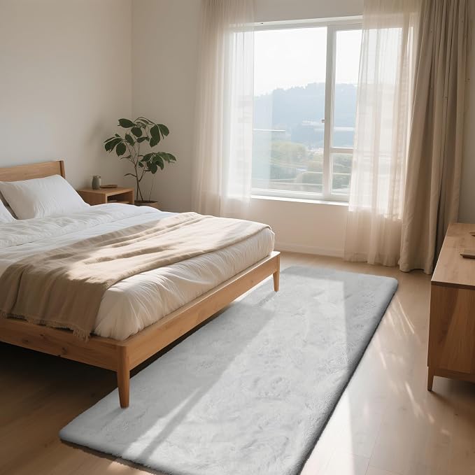 yongyangjuxin Soft Runner Rugs for Bedroom, White 2x8 Runners for Hallways Fluffy Rug Area Rug, Bedside Rug for Living Room Bedroom Room Home Decor