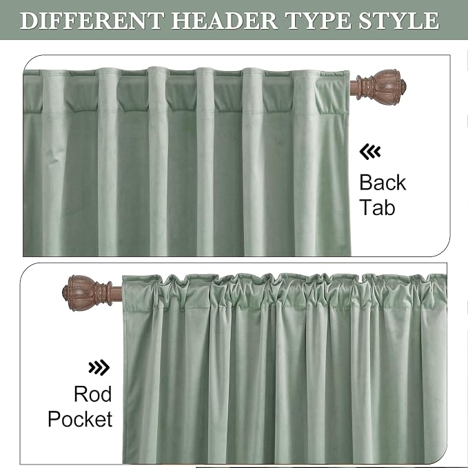 RYB HOME Aqua Velvet Curtains for Bedroom Living Room, Thermal Insulated Privacy UV Heat Blocking Luxurious Soft Rod Pocket Back Tab Drapes for Nursery, 52" W x 72" L, 2 Panels