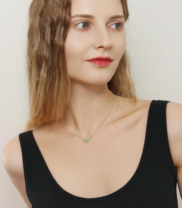 OZEL JEWELRY & GIFT Layered Gold Necklaces for Women - Crystal Colorful Delicate Cutting Pendant Necklace - 18K Gold Plated - Birthday Gifts (Made in Korea)
