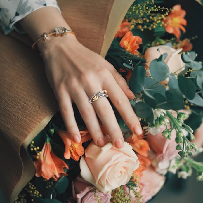 Dorriss Cable Rings Vintage Twisted Open Ring for Women Adjustable Designer Fashion Brand Stainless Steel Jewelry with Gift Box