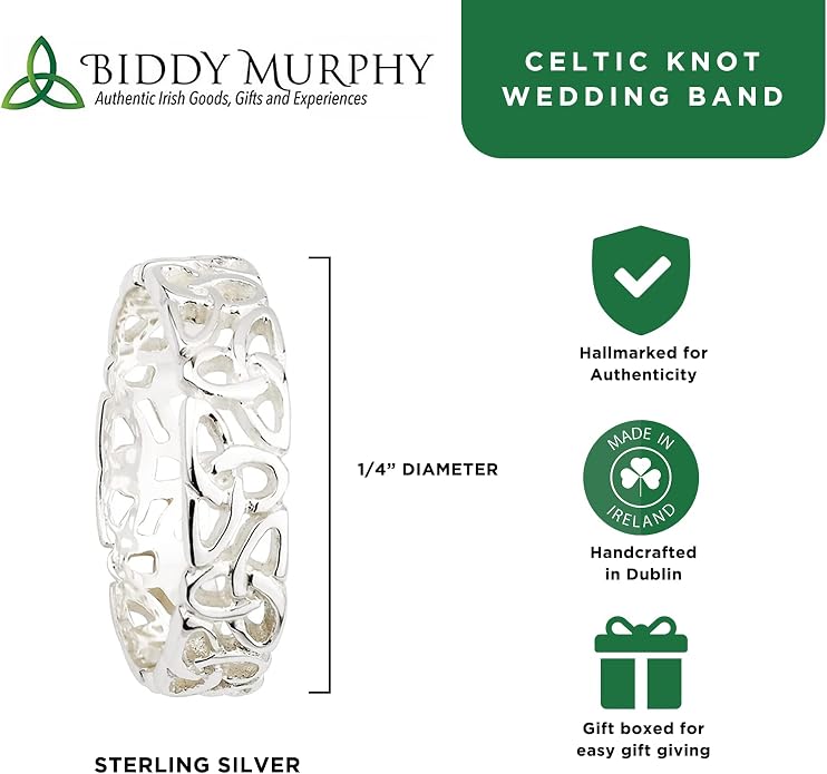 Celtic Knot Ring Sterling Silver Women's Made in Ireland
