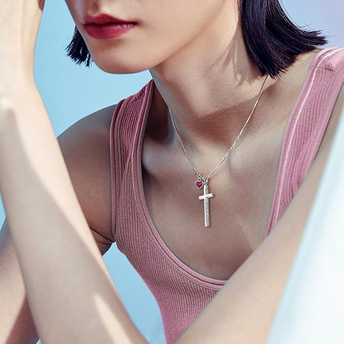 POPLYKE Cross Necklace 925 Sterling Silver Philippians 4:13 I Can Do All The Things Inspirational Necklace Gifts for Women Men 20+2''