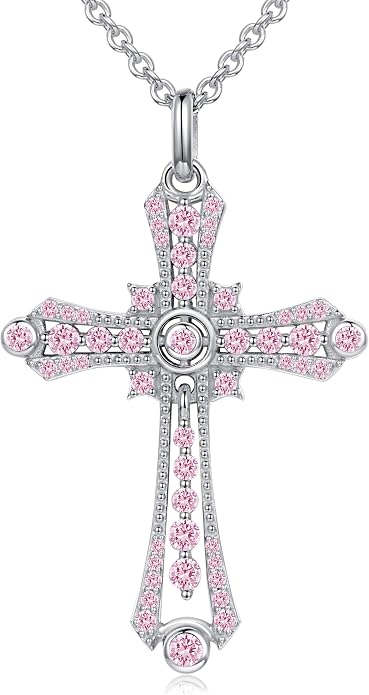 E Religious Gifts for Women, Cross Necklace 925 Sterling Silver Crucifix Pendant Necklace, Christian Jewelry Gifts for Her Women Wife Girlfriend Mom