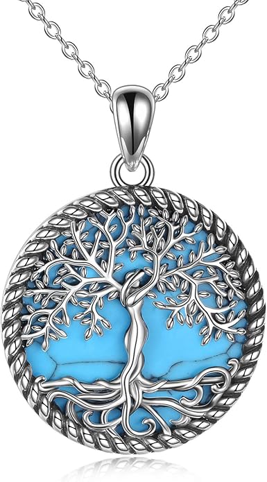 ONEFINITY Tree of Life Necklace for Women Sterling Silver Abalone Shell Crystal Tree of Life Pendant Necklace Family Tree Jewelry for Mom Daughter Sister Girls Christmas Gifts