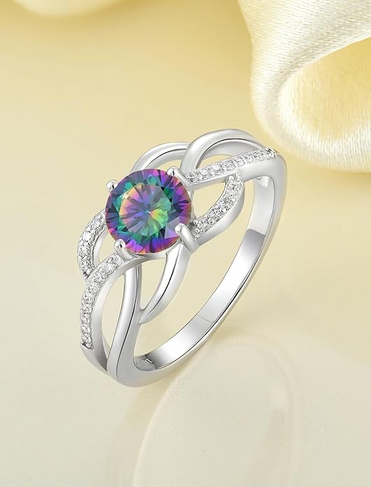 YL Celtic Knot Rings 925 Sterling Silver Twisted Ring Cubic Zirconia Infinity Statement Jewelry for Women