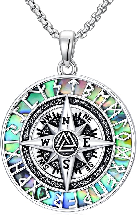 POIUY Graduation Gifts for Men, Compass Necklace, 18k White & Black Gold Plated - Compass Pendant, Graduation Jewelry, Anniversary Birthday Gift for Graduates College Students Son Brother Him