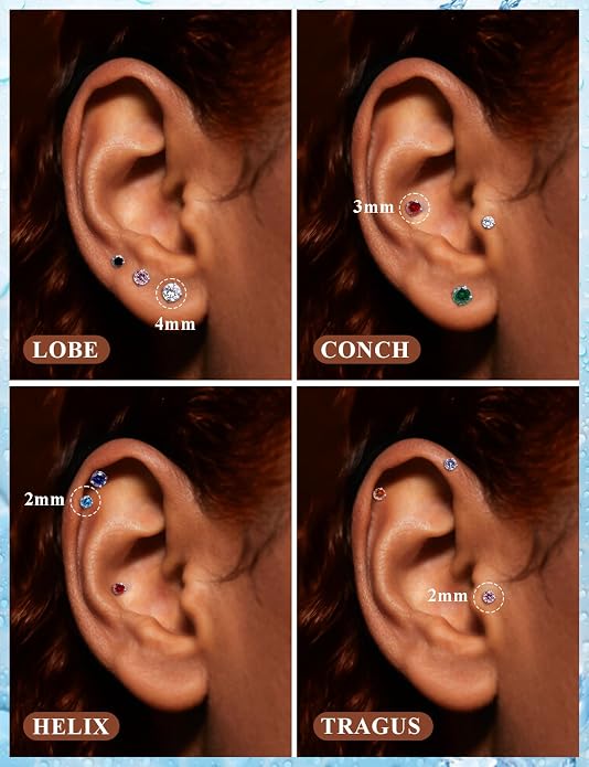 20G 18G 16G Astm F136 Titanium Threadless Flat Back Earrings Nose Studs Tragus Helix Conch Cartilage Lobe Earrings Medusa Labret Snake Bite Monroe Lip Ring Piercing Jewelry For Women Men
