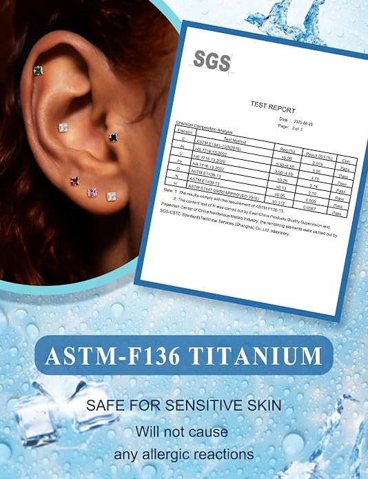 20G 18G 16G Astm F136 Titanium Threadless Flat Back Earrings Nose Studs Tragus Helix Conch Cartilage Lobe Earrings Medusa Labret Snake Bite Monroe Lip Ring Piercing Jewelry For Women Men