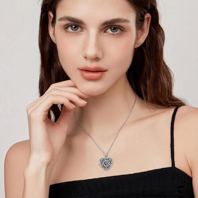 PELOVNY Locket Necklace That Holds Pictures 925 Sterling Silver Photo Locket Pendant Birthday Christmas Memorial Jewelry Gifts for Women Men