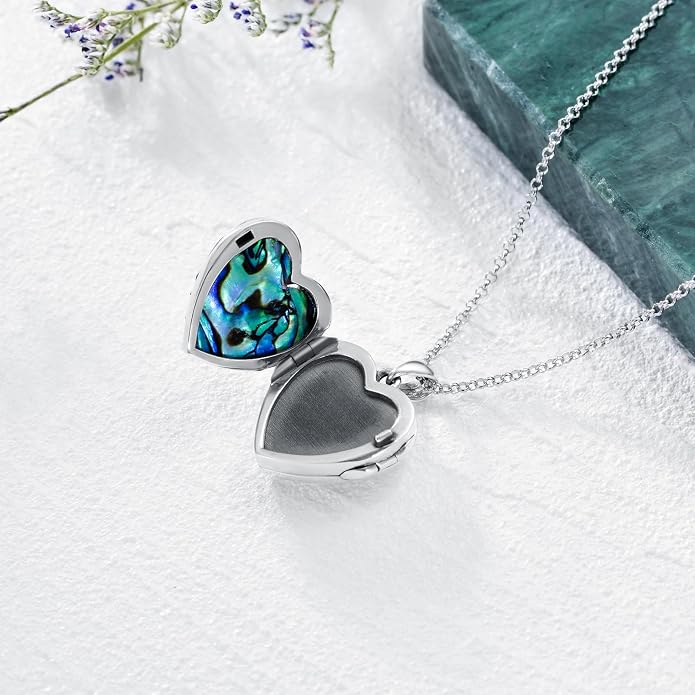 SOULMEET Personalized Silver Locket Necklace That Holds Pictures Photo Keep Someone Near to You, Memorial Custom Lockets Necklaces Letters Engraving for His Her