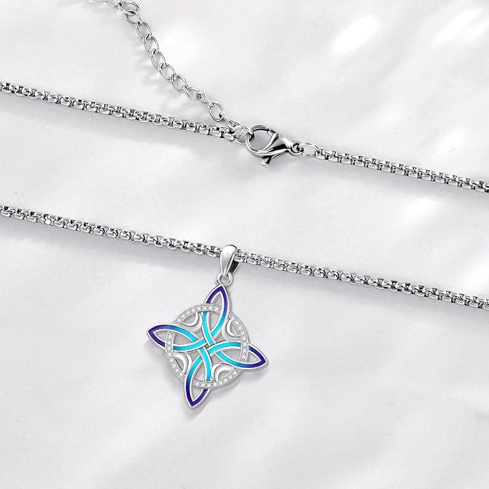 Pentagram Necklace Sterling Silver Triple Moon Goddess/Celtic Knot Witches Knot/Ankh/Sun and Moon/Hecate/Lilith/Santa Muerte/Tetragrammaton Pendant Necklace Pagan Wiccan Magic Egyptian Amulet Jewelry for Women Men