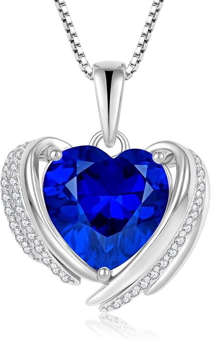 Birthstone Heart Necklace for Women, Infinity Love Heart Birthstone Crystal Charm, 925 Sterling Silver Zirconia Necklace for Mother's Day for your mother and jewelry for your beloved ones on anniversaries