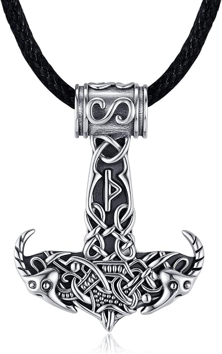 Thor Hammer Necklace 925 sterling silver Goat Head Mjolnir Necklace Norse Viking Jewelry Gifts for Men