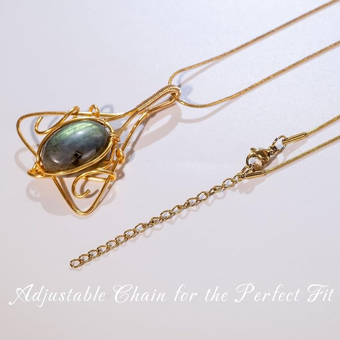 Natural Faceted Labradorite Pendant Necklace – Unique Stone of Magic & Transformation, Iridescent Flash Gemstone Jewelry, Handmade Healing Crystal Gift for Women, Birthday, Anniversary, Spiritual Awakening & Intuition