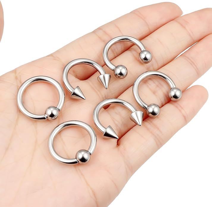 00G 0G 2G 4G 6G 8G 10G 12G 14G 16G Septum Rings Silver Black Surgical Steel Heavy Gauges Earrings Stretching kit Eyebrow Lip Septm Nose Rings Helix Tragus Daith Rook Earrings Hoops 10mm-19mm