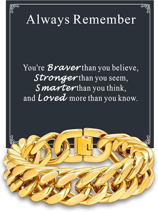 Supcare Unique Anniversary Birthday Valentines Fathers Day Stainless Steel Cuban Link Bracelets for Men Him, To My Man Dad Husband Love Always Remember Wrist Chain Bracelet Jewelry Gifts