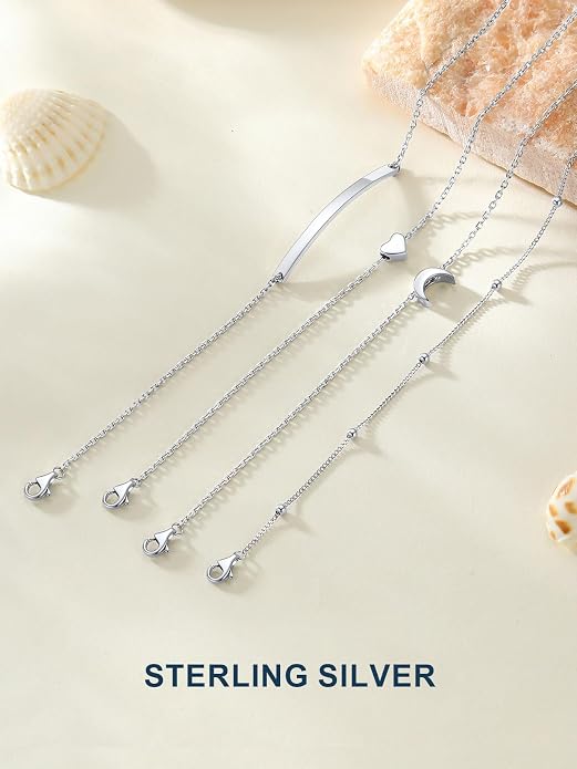 ChainsPro Anklets for Women Waterproof, Adjustable Stainless Steel/ Sterling Silver/14K Gold Plated Ankle Bracelets for Women, Non Tarnish Layered Anklets Beach Jewelry Gifts for Swimming & Daily Wear (Send Gift Box)