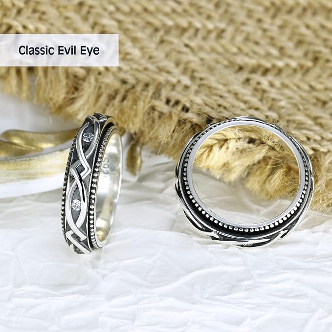 Fidget Ring Spinner Ring for Anxiety Women Men Daughter Real S925 Sterling Silver Fidget Ring